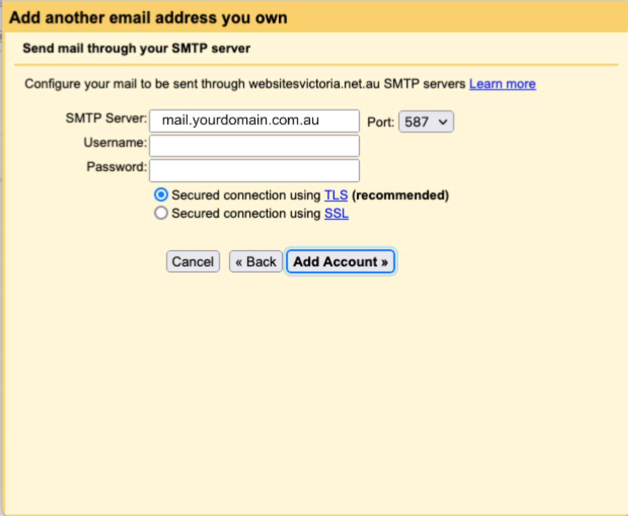 Linking domain to Gmail step 4